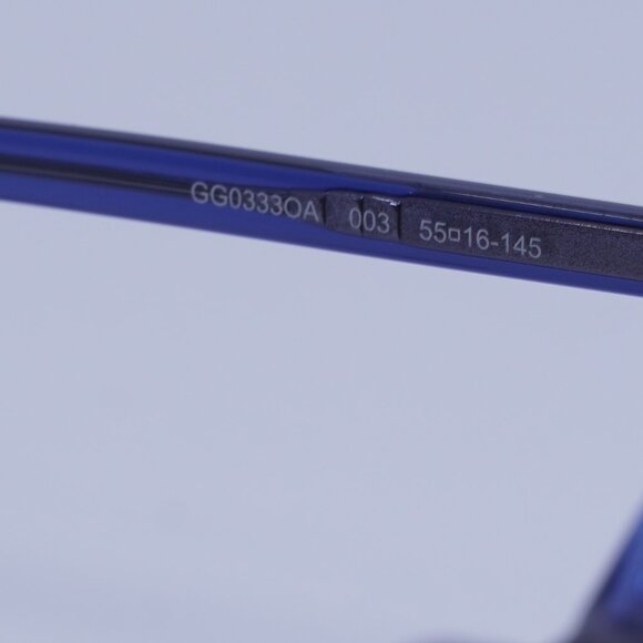 Gucci GG0333OA 003 Eyeglasses Transparent Blue 55mm Rectangle Frame - Picture 8 of 11